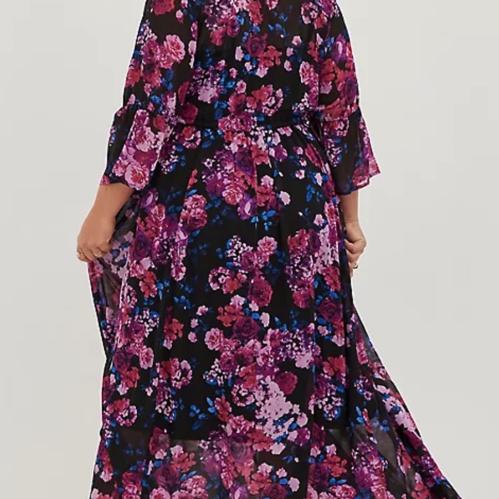 NWT Torrid 1X black chiffon floral maxi dress - Picture 2 of 10